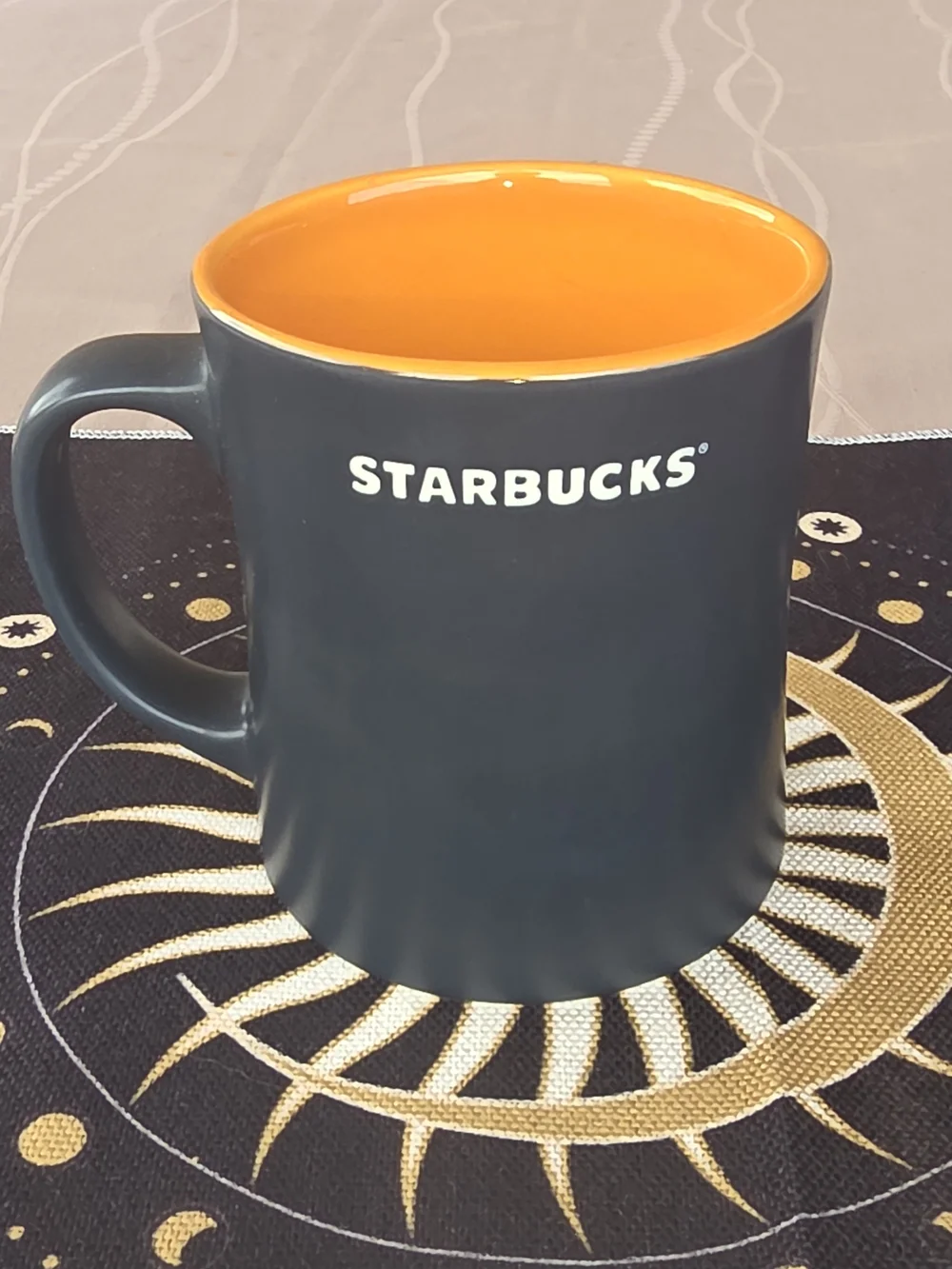 Starbucks Mermaid Collectible Bone China Mug Cup 2011 Matte Black & Orange